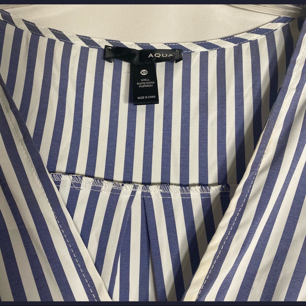 AQUA Striped Blue & White High/Low Dress Sz XS - Picture 10 of 10